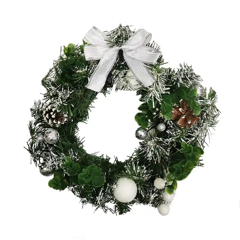 Weihnachtskranz mit Schleifen 14cm SILBER