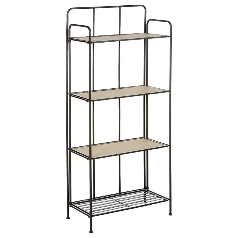 Lagerregal aus Metall und Holz, 4 Ebenen, H137 cm