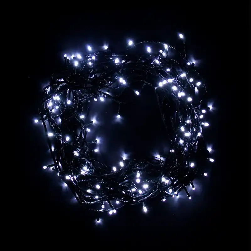LED-Girlande 220 V, 18 m, 180 LEDs, IP44, 8 Modi – grünes Kabel, kaltweiß