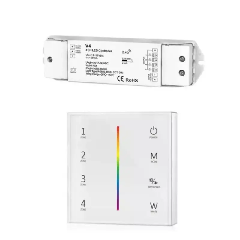 Kabelloser 4-Zonen-RGB-Touch-Dimmer und RF-Dimmer-Kit