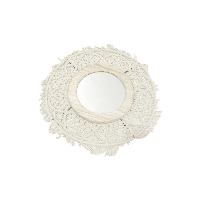 Runder Makramee-Spiegel 50x50x7 cm - Beige