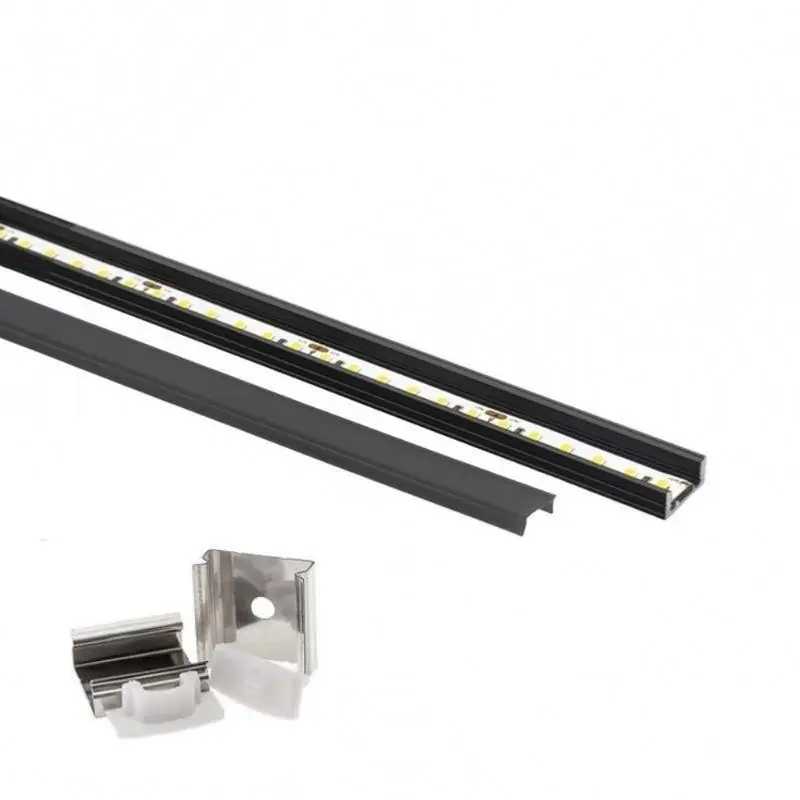 2 m langes schwarzes Aluminiumprofil für LED-Streifen – schwarze undurchsichtige Abdeckung