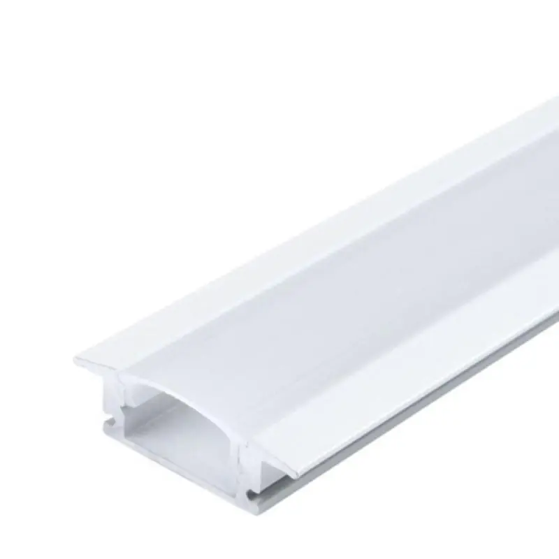 2 m langes, weißes Einbauprofil aus Aluminium mit undurchsichtiger weißer Abdeckung