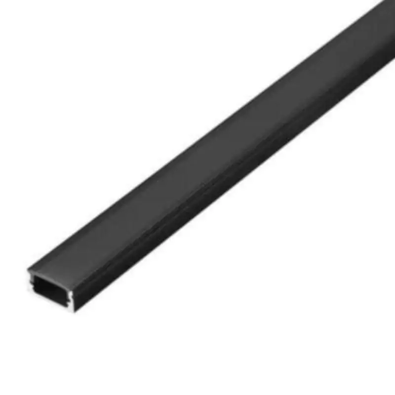 2 m breites schwarzes Aluminiumprofil mit schwarzer, undurchsichtiger Abdeckung