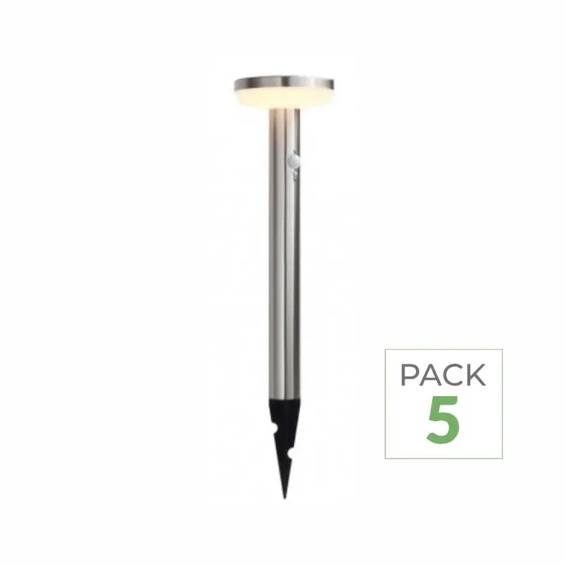 LED-Solarstrahler, 4,4 W, 50 cm, IP44, rund, mit Aluminium-Detektor (5 Stück)