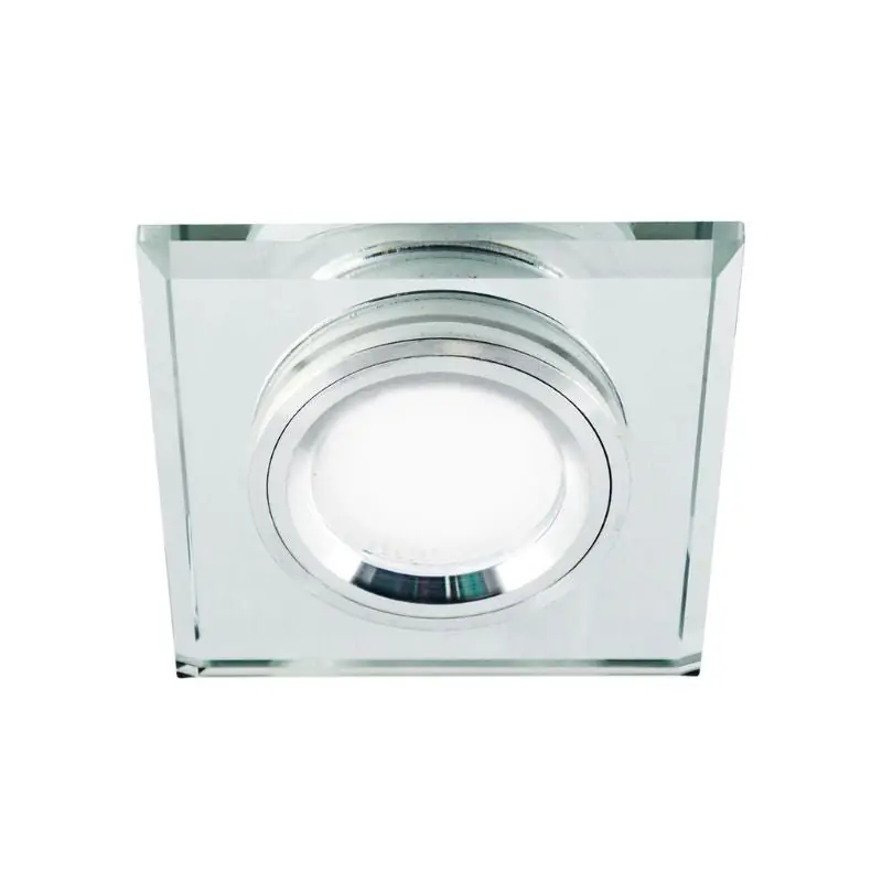 Einfache Einbauleuchte aus Glas und Chrom, Halterung für GU10-LED-Glühbirne + Fassung
