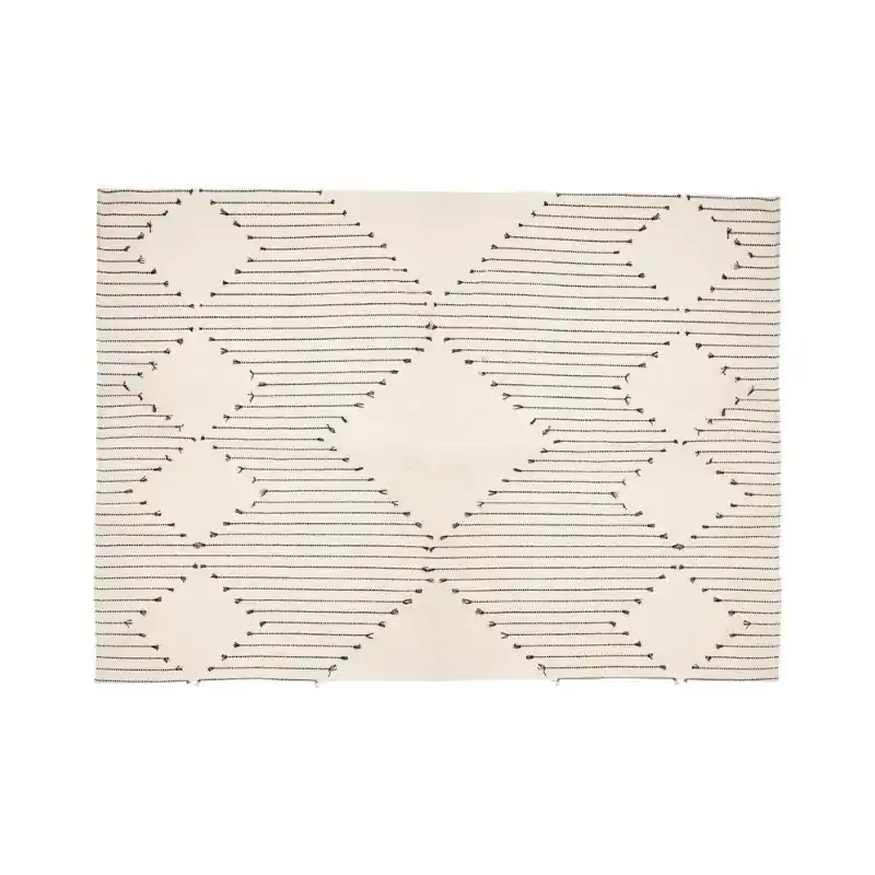 Rechteckiger Baumwollteppich mit Rautenmuster, 120 x 170 cm