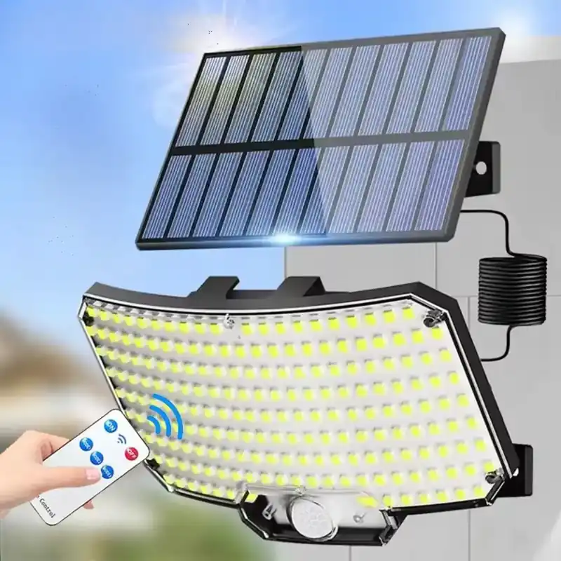 Projecteur solaire LED détecteur de mouvement galbé panneau déporté
