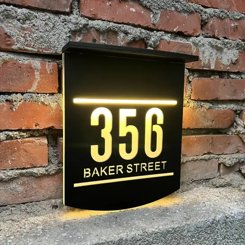 Numéro de maison solaire LED en acrylique