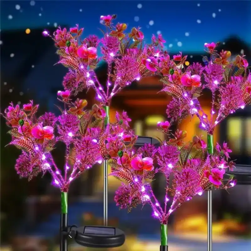 Éclairage extérieur solaire décoratif fleur rose