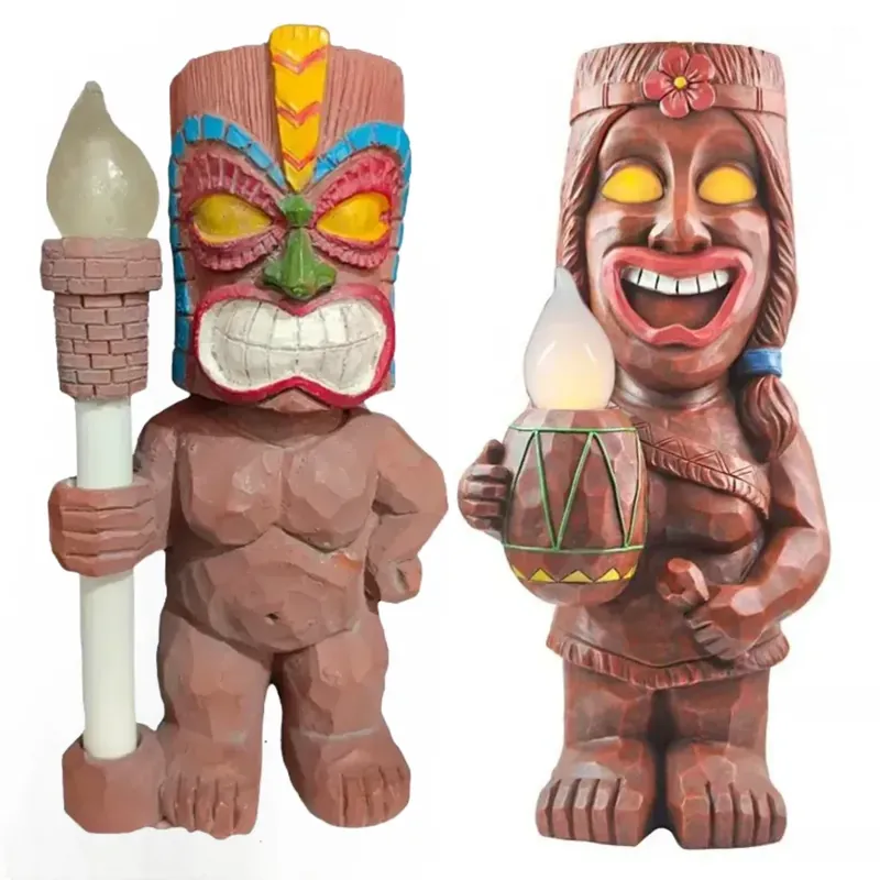 Totem lumineux solaire style hawaïen