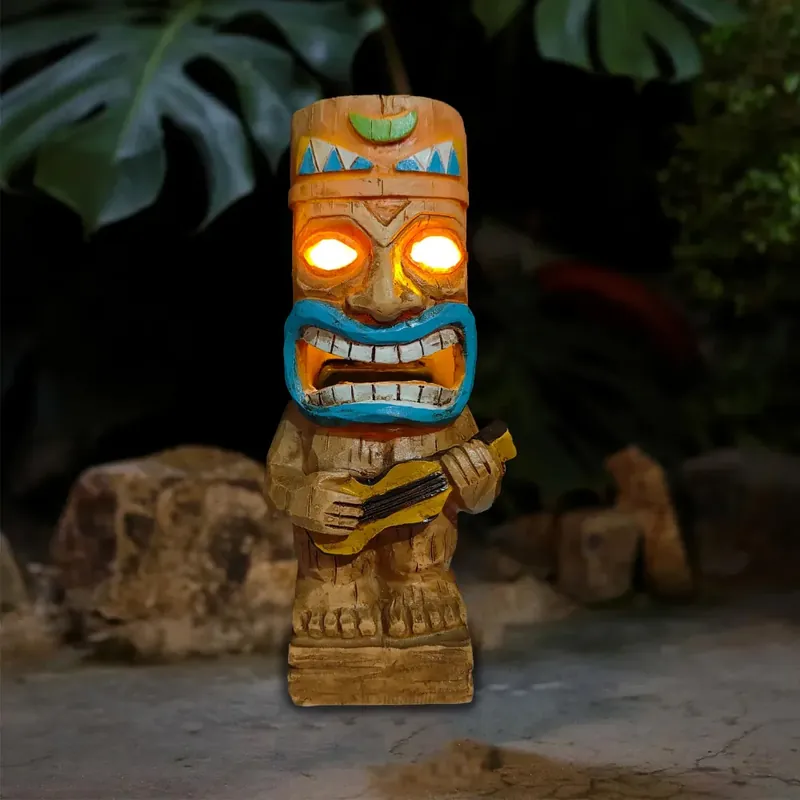 Totem lumineux solaire tiki ornemental