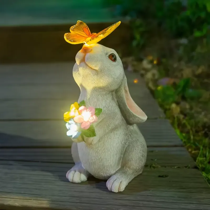 Animal lumineux solaire lapin décoratif