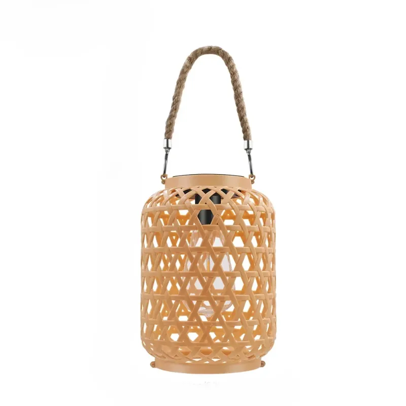 Lanterne solaire décorative en rotin