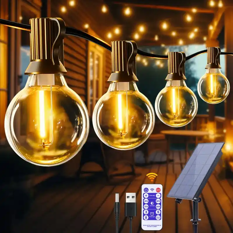Guirlande solaire ampoules LED rondes