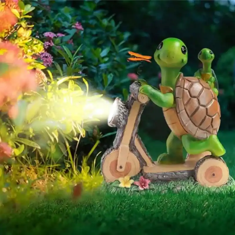 Figurine solaire tortue à vélo