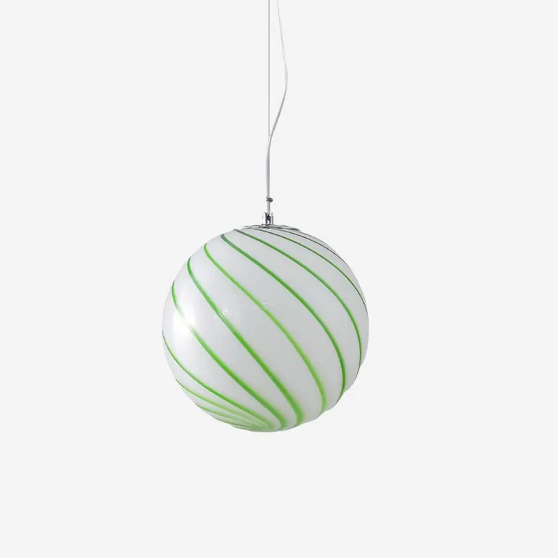 Zepin Suspension lumineuse en verre avec rayures vertes tourbillonnantes