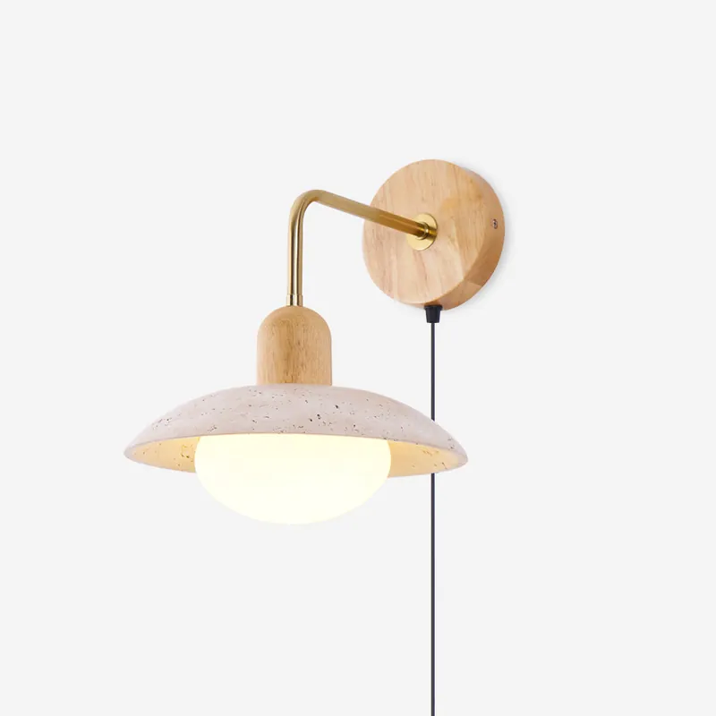 Travelle Applique Murale Industrielle Bois Travertin