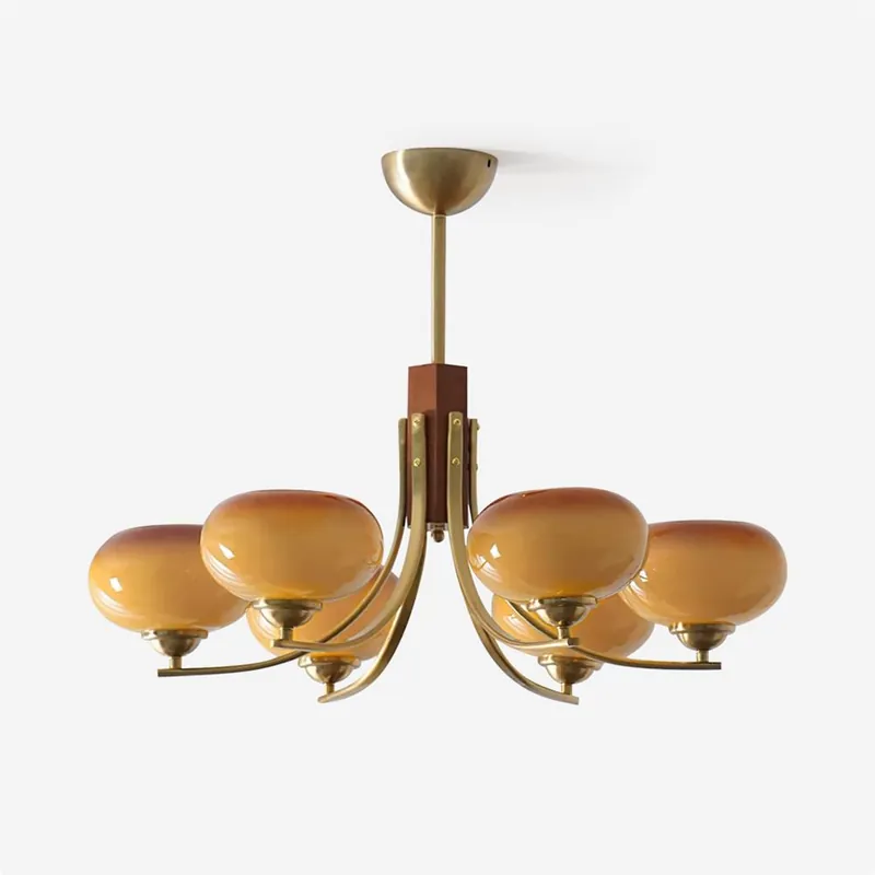 Auralyn Lustre Globe 6 Lumières Verre Ambre