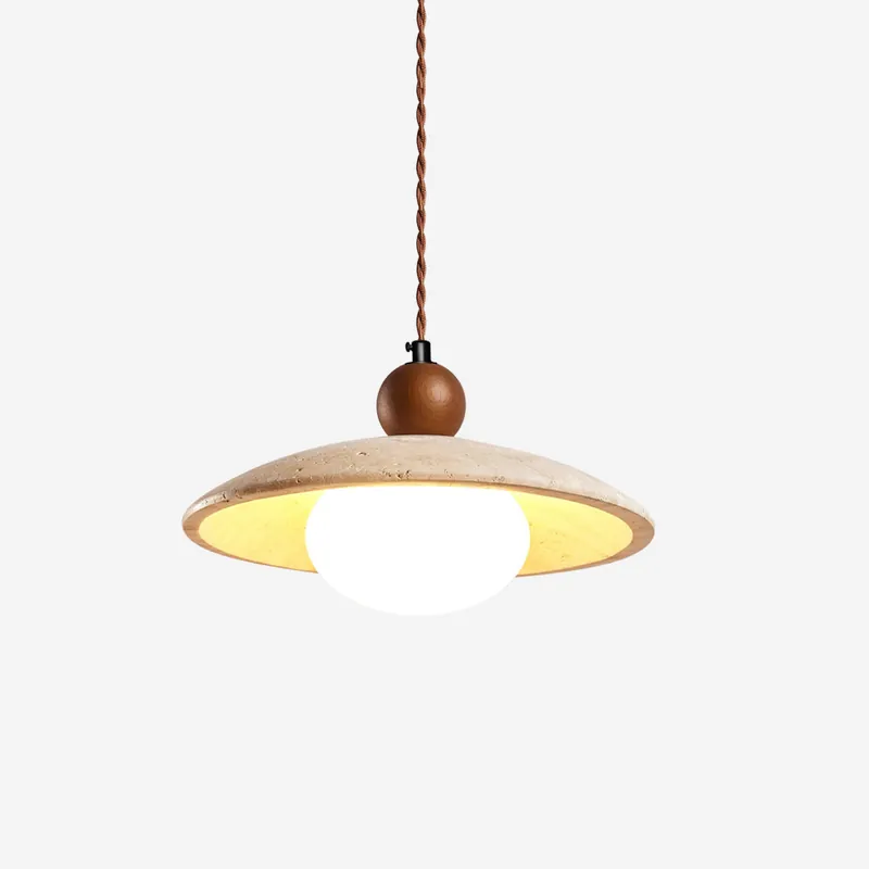 Travaro Lampe Pendante Travertin Accents Bois