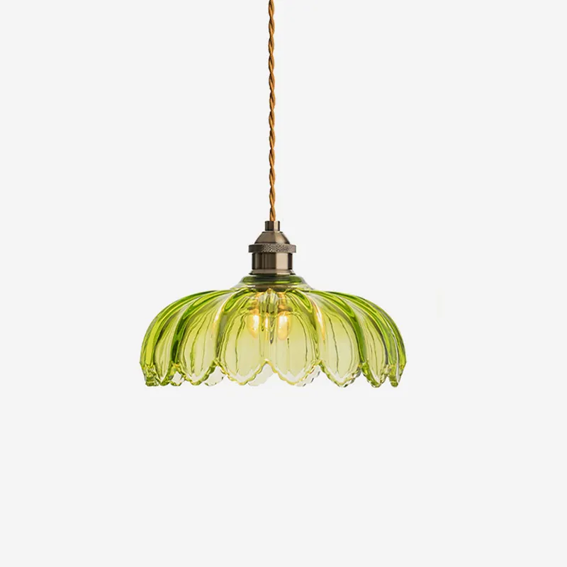 Limea Lampe Pendante Fleur Verre Vert