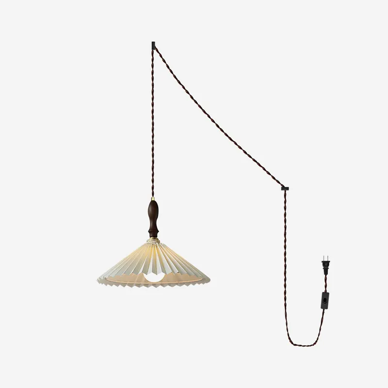 Eldora Lampe Pendante Bois à Brancher Plissé