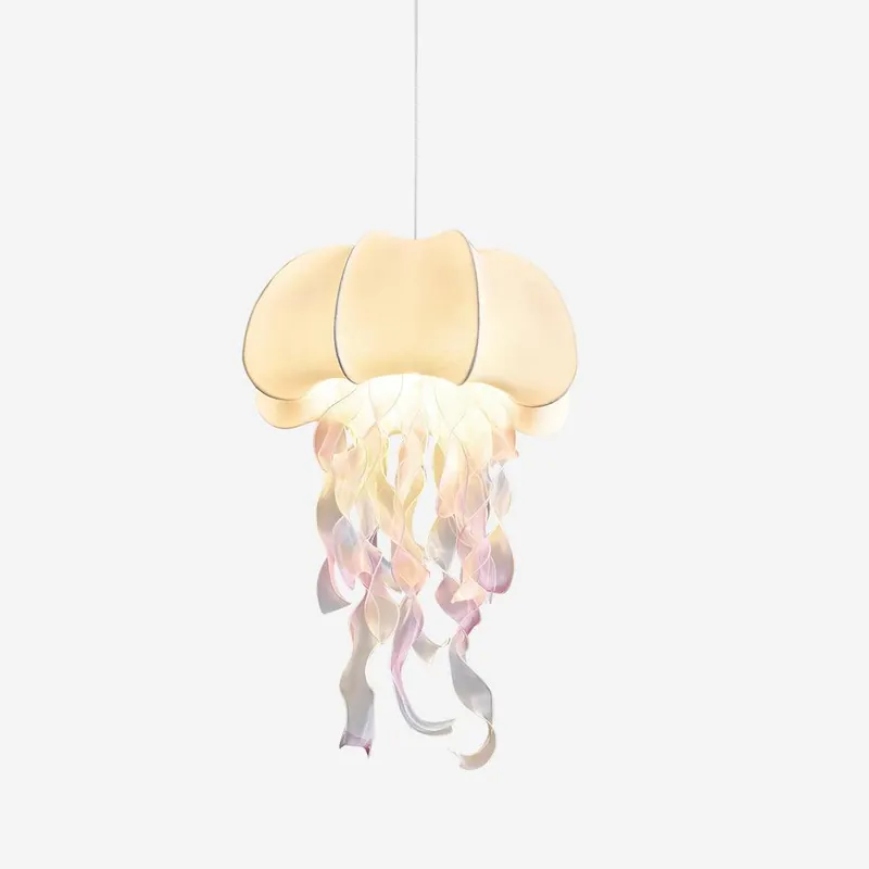 Jellyfish Lampe Pendante Rubans Irisés en Tissu