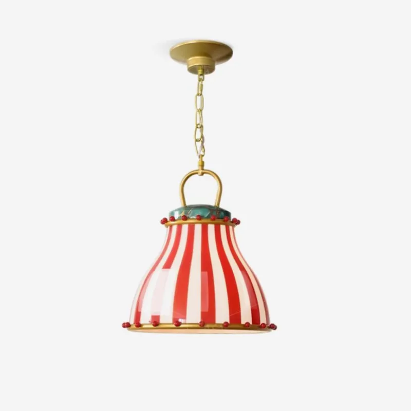 Flick Lampe Pendante en Verre Rayures Rouges et Blanches