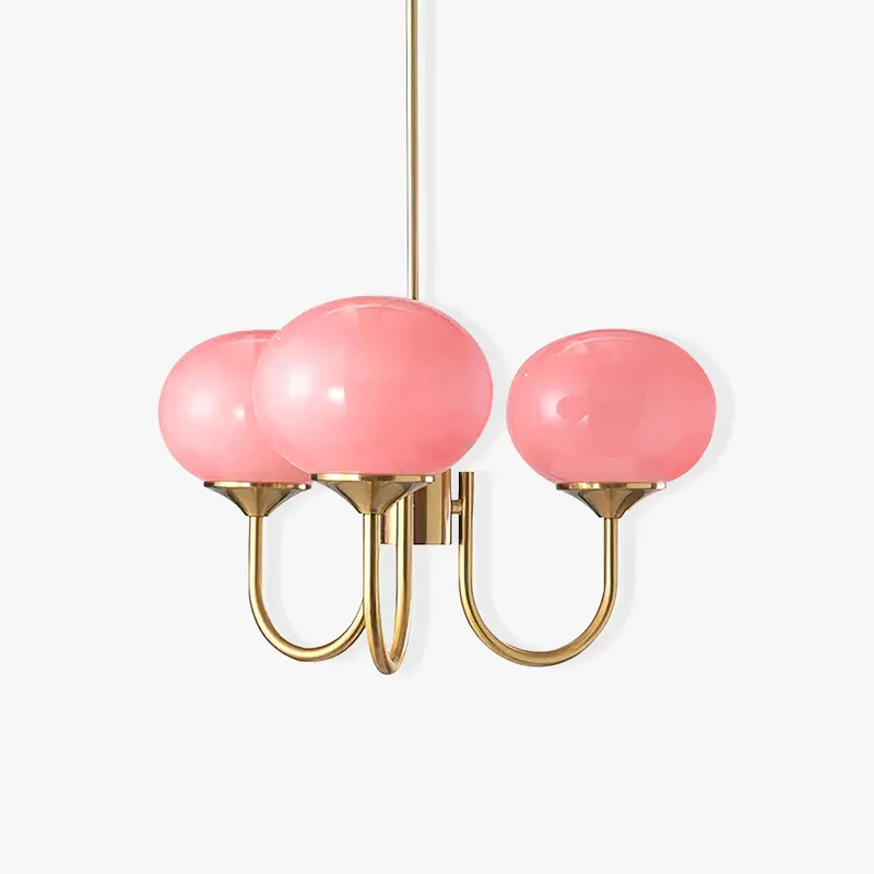 Lustra Chandelier Globe en Verre Rose Doré