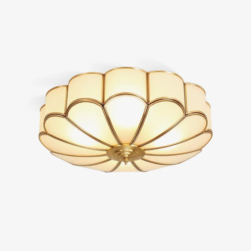 Lustra Plafonnier Forme de Fleur en Verre Laiton