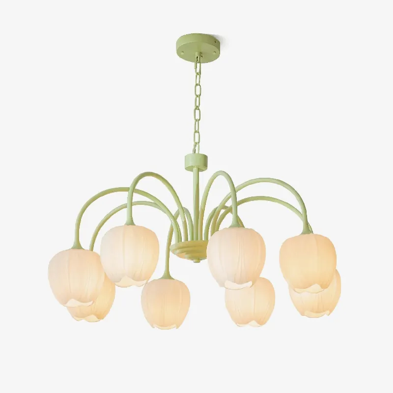 Lustra Chandelier Tulipe en Verre Matcha