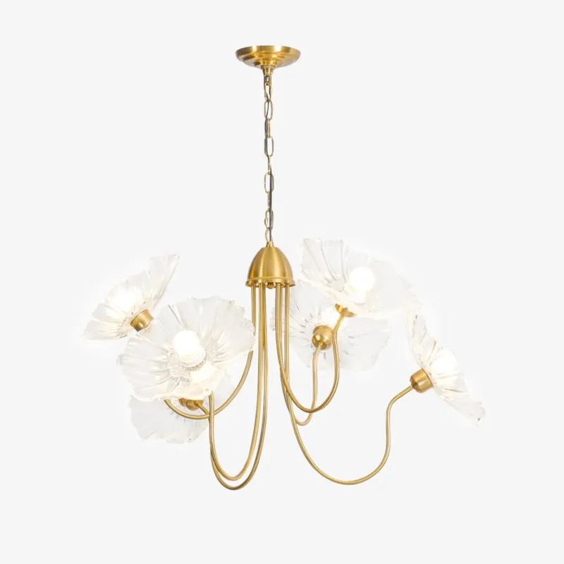 Lustra Chandelier Feuille de Lotus en Verre