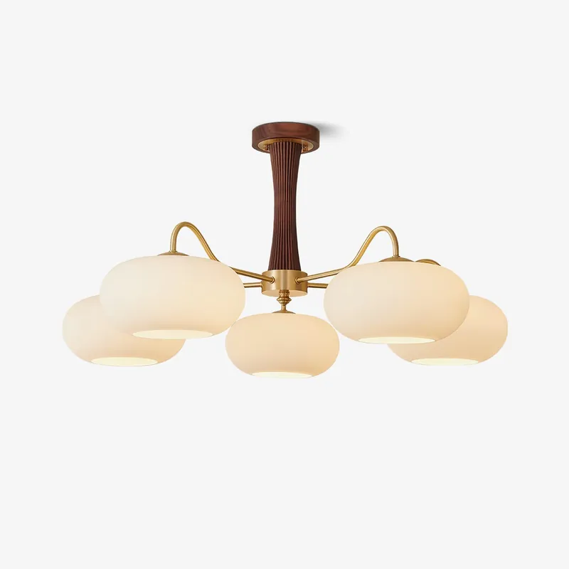 Lustra Chandelier en Laiton et Bois Kaki