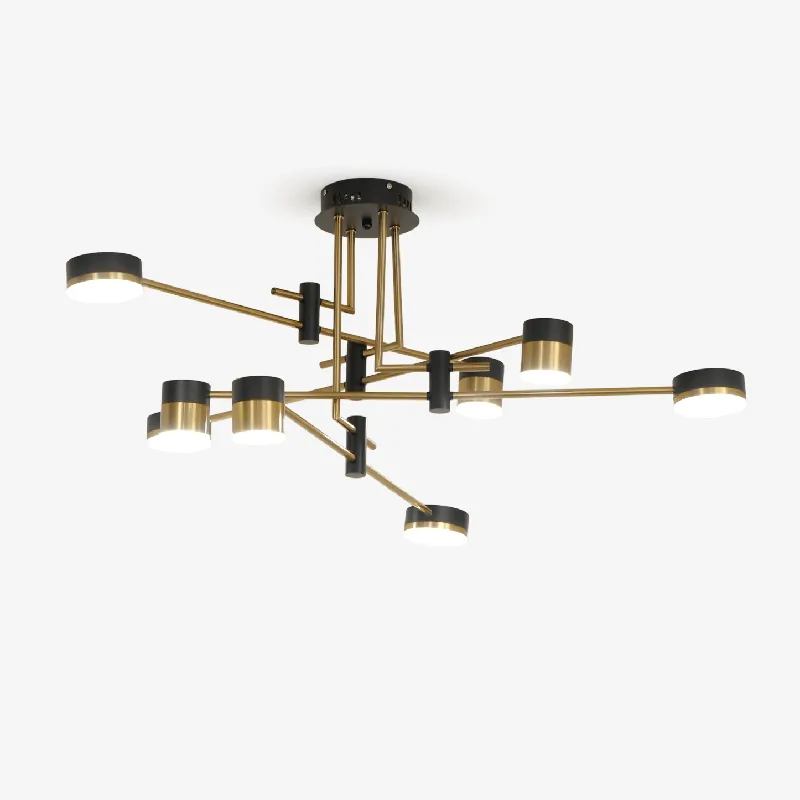 Lustra Chandelier Noir Or Bras en Forme d'Araignée