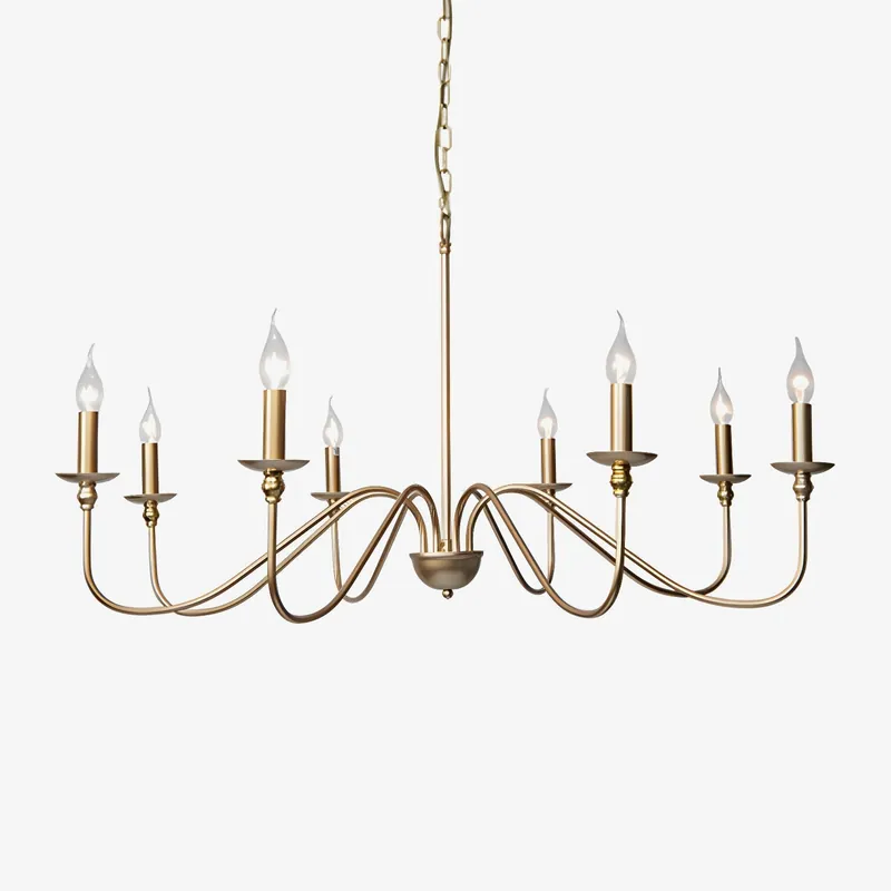 Lustra Chandelier Bougie Dorée Bras Courbés