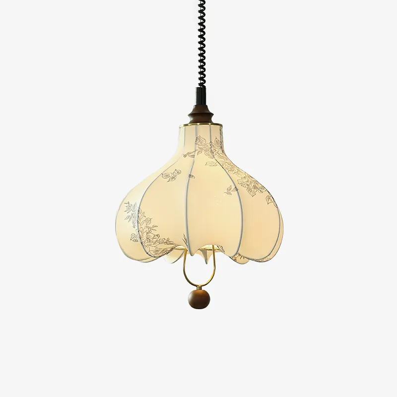 Lustra Lampe Pendante Lanterne en Tissu Poire pour Salon