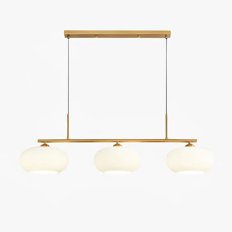 Lustra Suspension Lampe Linéaire à 3 Lumières en Forme de Globe