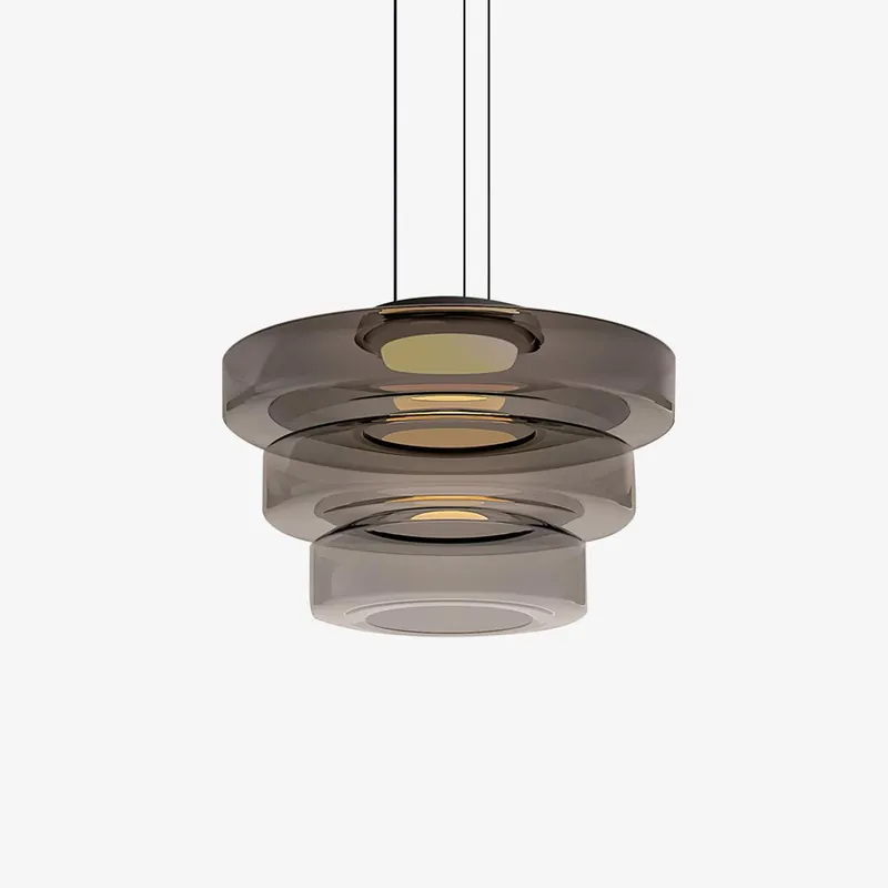 Lustra Suspension en Verre à Cercles Multi-Niveaux