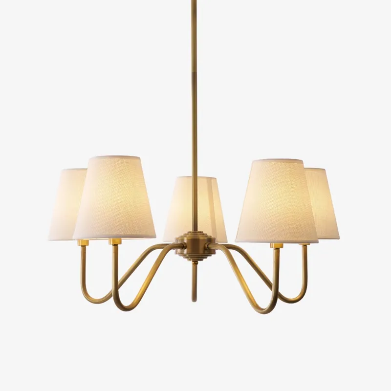 Viraean Chandelier Industriel Vintage en Laiton et Tissu