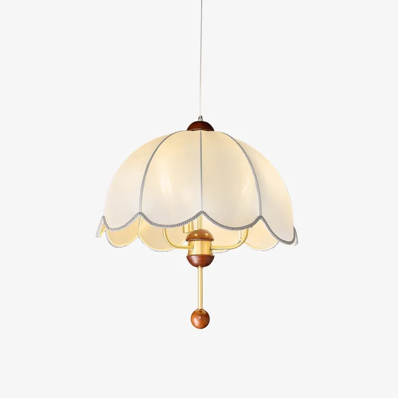 Varaeia Suspension Élégante en Tissu Fleuri et Bois