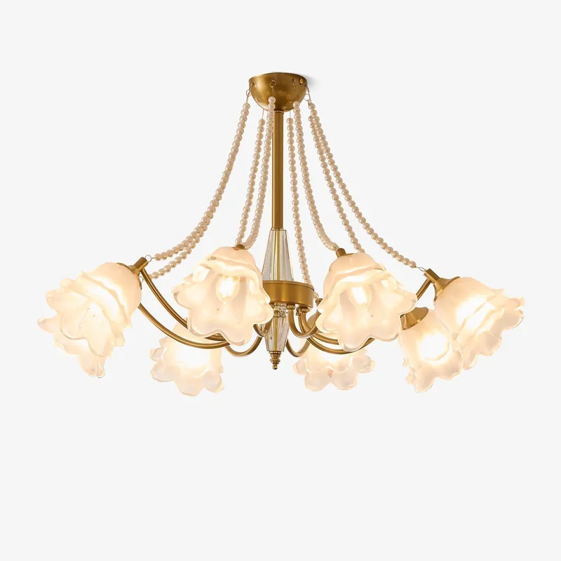 Allirila Lustre Vintage Élégant en Verre et Perles Fleuries