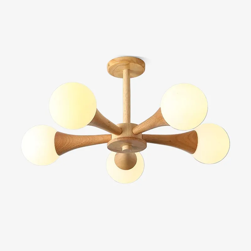 Lustra Chandelier Globe en Bois Rétro