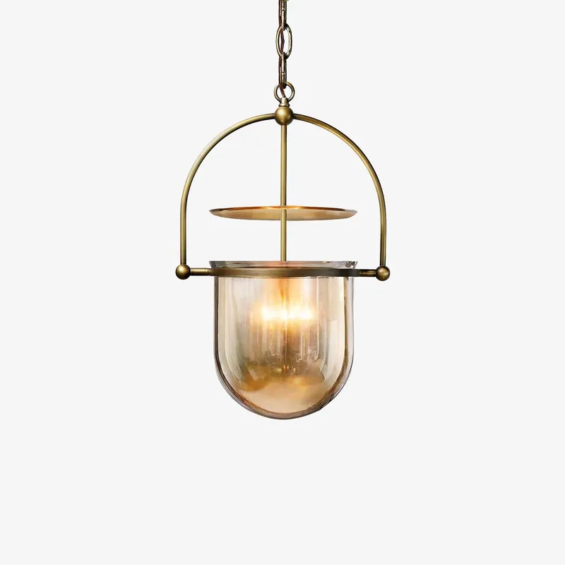 Lustra Suspension en Verre et Laiton Vintage