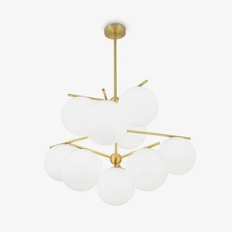 Lustra Chandelier Sphère & Tige Moderne Or LED