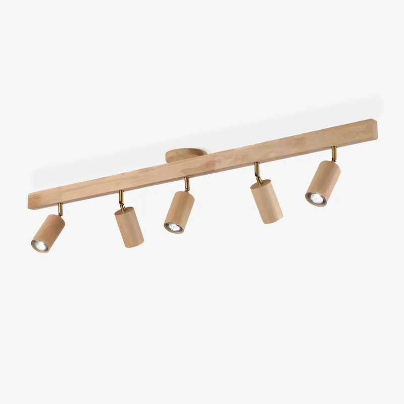 Solara Plafonnier poutre en bois naturel avec spot