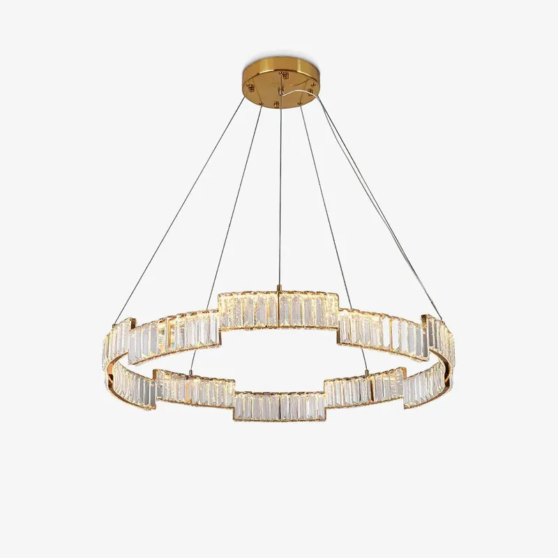 Lustra Chandelier Cristal avec Cadre Doré