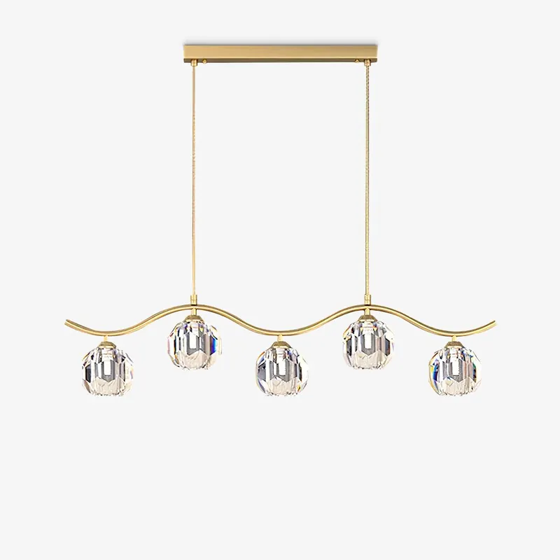 Lustra Chandelier Cuivre et Cristal Géométrique