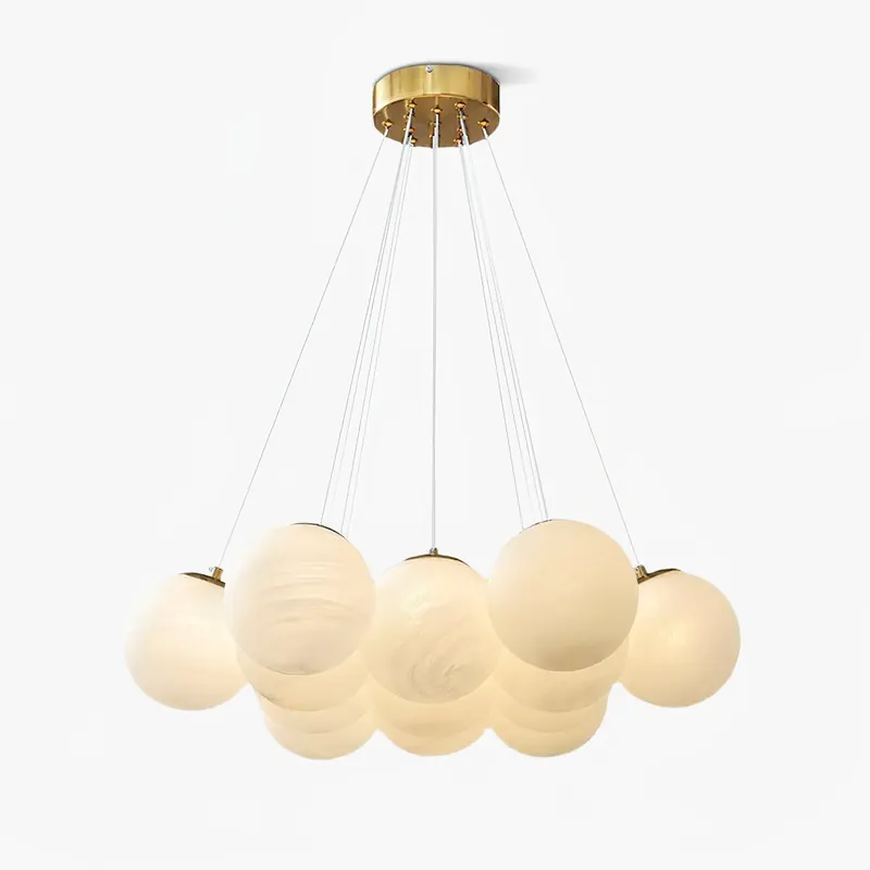 Lustra Chandelier en Verre avec Guirlande en Verre Dépoli