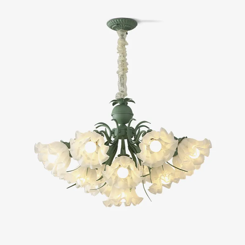Lustra Chandelier Fleur avec Pétales et Feuilles
