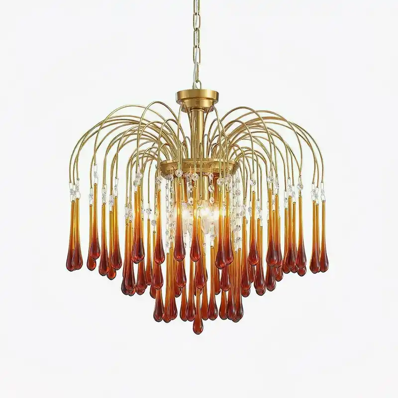 Lustra Chandelier Bras Dorés et Cristal